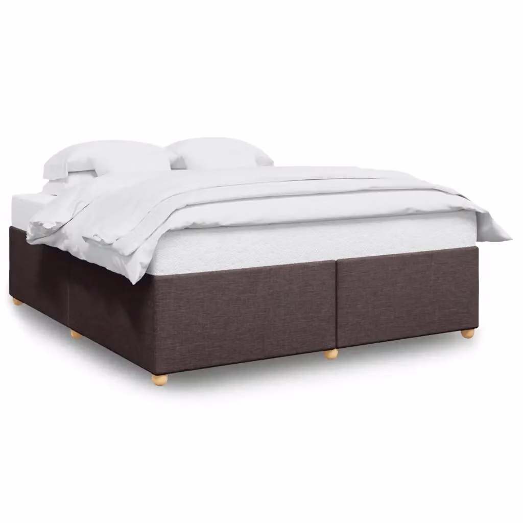 vidaXL Giroletto senza Materasso in Legno di Pino e Tessuto Marrone Scuro L/P/H: 180 x 200 cm – 2