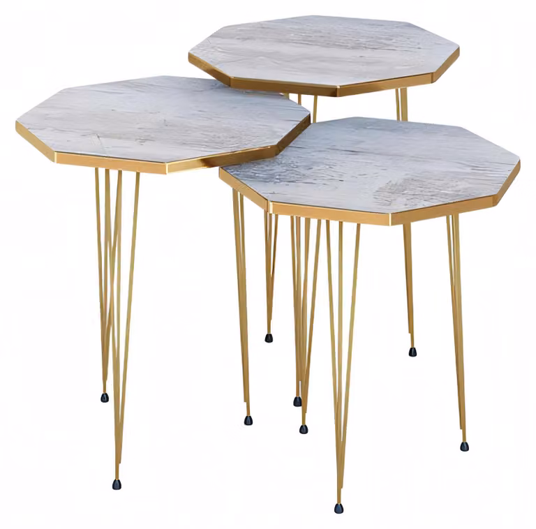 Elegantes graues Metall Couchtisch-Set modern und stilvoll