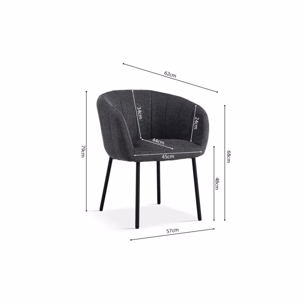 Sedia Meublorama SEVILLE in tessuto grigio per la tua cucina o sala da pranzo, H 79 x L 57 x P 62 cm – 2
