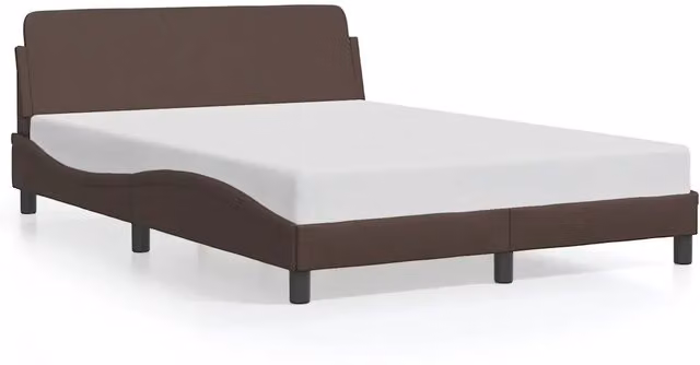 Letto matrimoniale Dover marrone in similpelle con struttura in legno e metallo L/P/H: 140 x 190 cm – 1