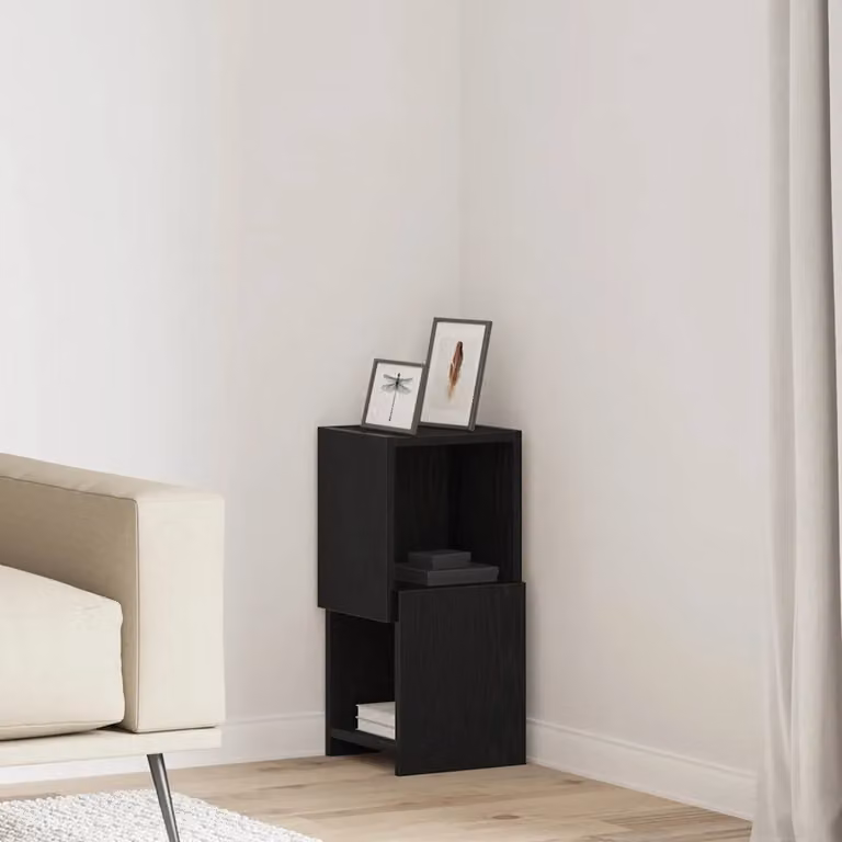 Mobile angolare vidaXL in legno ingegnerizzato Rovere Nero L: 25,5 cm, P: 25 cm, H: 55 cm