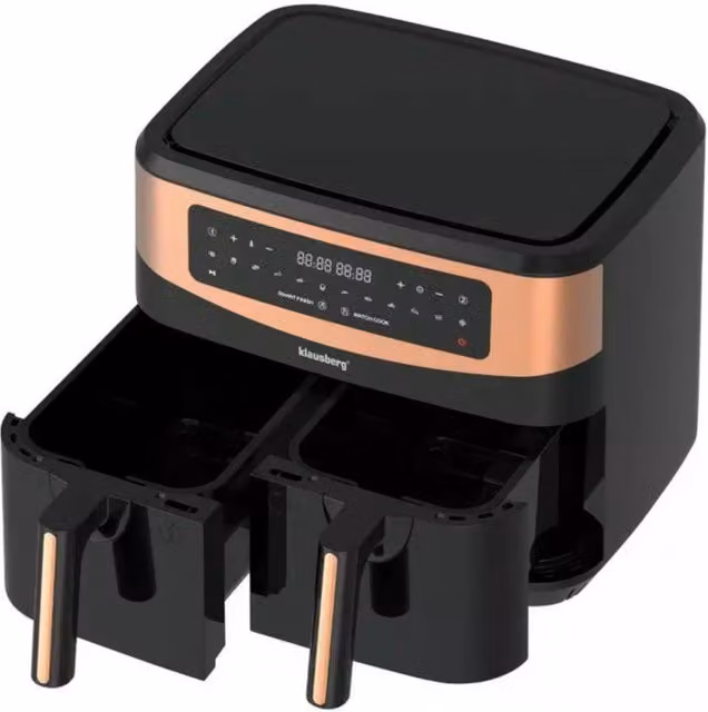Friggitrice ad aria Klausberg KB-7589 Dual Zone, 2 x 4,5 l, colore nero con display digitale e timer – 1