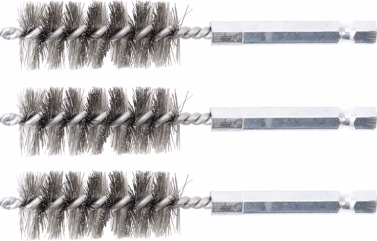 BGS spazzola in acciaio 18 mm esagono esterno 6,3 mm (1/4") 3 pezzi - 3078-18-S