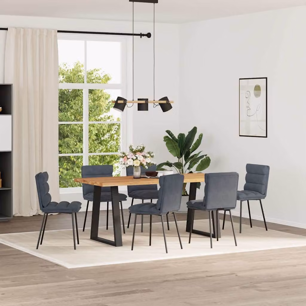 Set di 6 sedie da pranzo vidaXL in velluto grigio scuro con design moderno