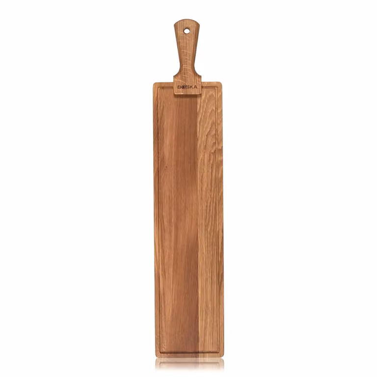Tagliere da portata rettangolare L in legno di quercia, cm 73,5x15,5x4,5