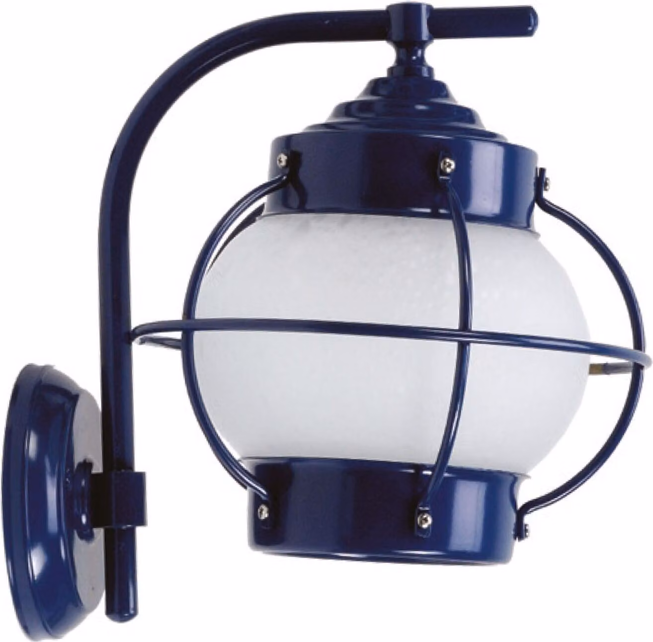 Lampada da esterno a parete in vetro vero ottone E27 IP23 H: 22 cm blu Applique marittima da esterno