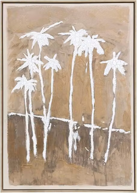 Tela incorniciata organica Hispanohogar con illustrazione botanica astratta nei toni del marrone e bianco L: 100 cm, H: 70 cm