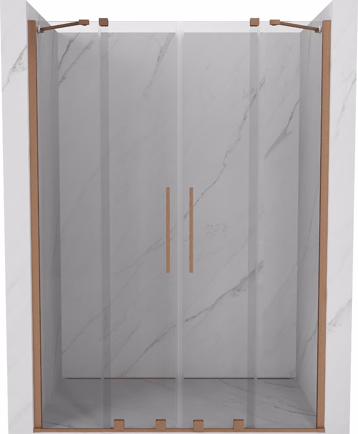 Mexen Velar Duo porte doccia scorrevoli 140 cm, trasparente, rame spazzolato - 871-140-000-02-65