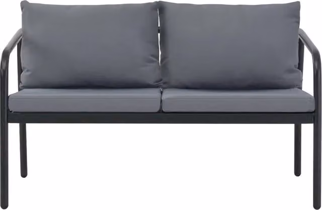 Divano da Giardino a 2 Posti-Sofa da giardino con Cuscini Grigio in Alluminio