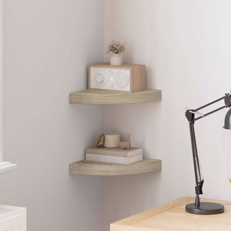 Set di 2 Scaffali Angolari da Parete vidaXL in MDF Marrone L/P/H: 25 x 25 x 3,8 cm