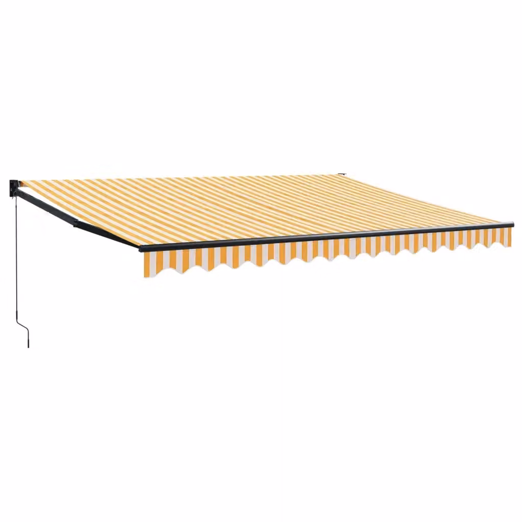 Tenda retrattile vidaxl con bracci pieghevoli in alluminio e tessuto in poliestere, colori giallo e bianco, L: 450 cm x P: 300 cm – 2