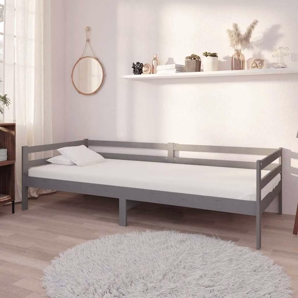 Dormeuse vidaXL in legno massello di pino grigio, L/P: 90 x 200 cm