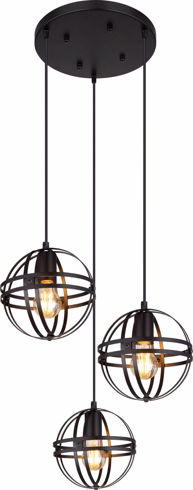 Globo Lighting lampada a sospensione in metallo nero opaco, 3x E27