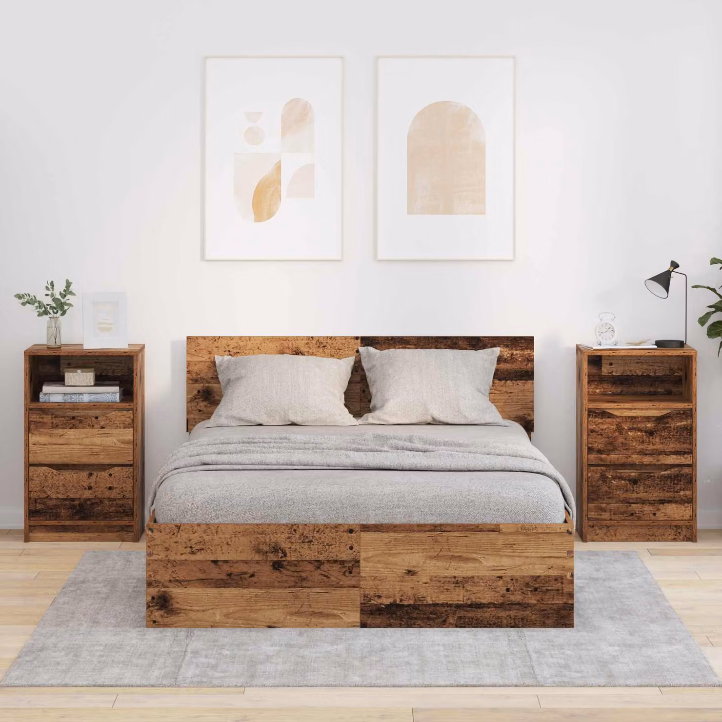 Set di 2 comodini vidaXL in legno ingegnerizzato color marrone, L/P/H: 40 x 30 x 67 cm