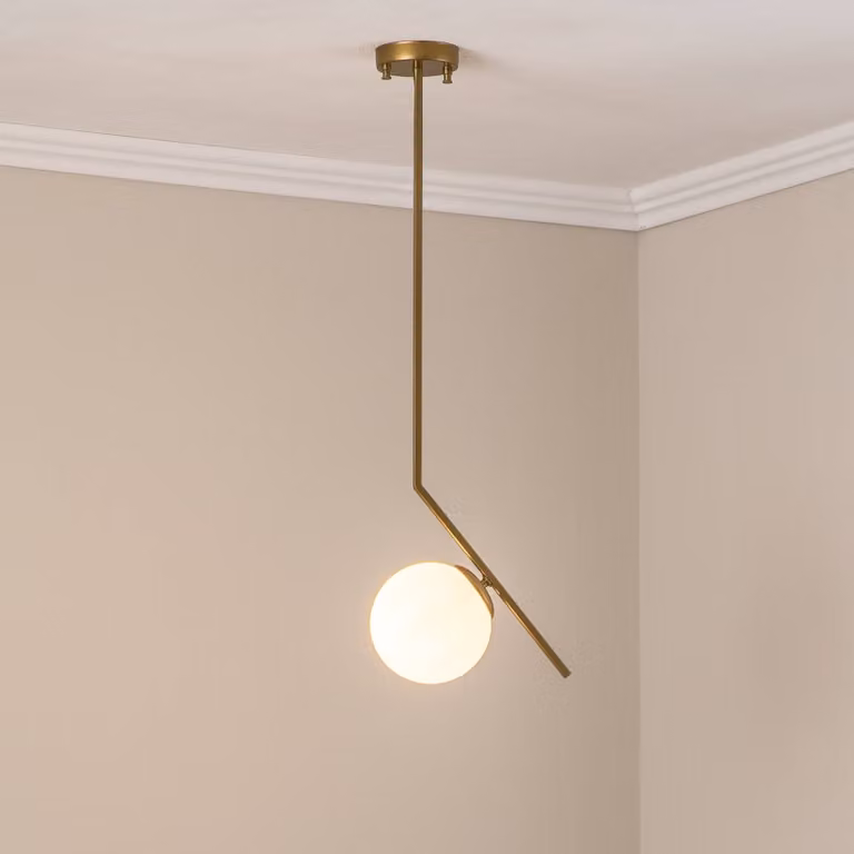 Lampada a sospensione in vetro Dolunay Opviq, dimmerabile, Ottone / Oro, Soggiorno / Sala da pranzo, Metallo, Moderno, Lampada a sospensione
