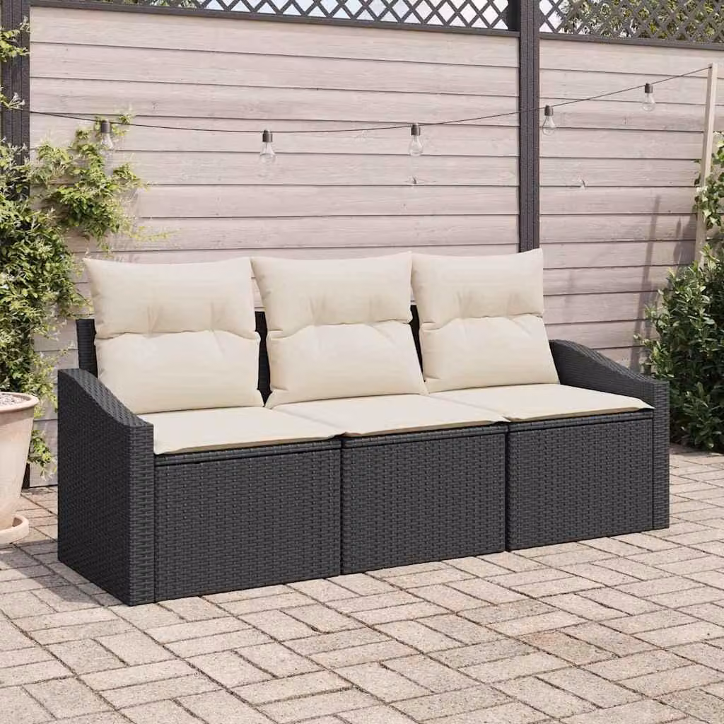 Maison Exclusive - Set di divani da salotto, 3 pezzi, colore nero [Materiale sintetico]: rattan sintetico