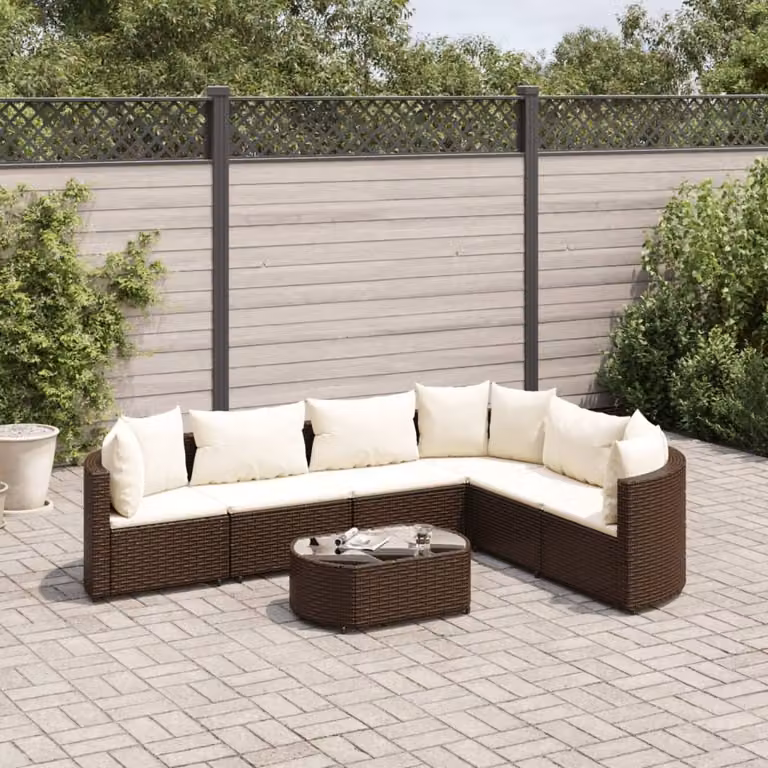 Maison Exclusive - Set da giardino 7 pezzi con cuscini Marrone Poly Rattan