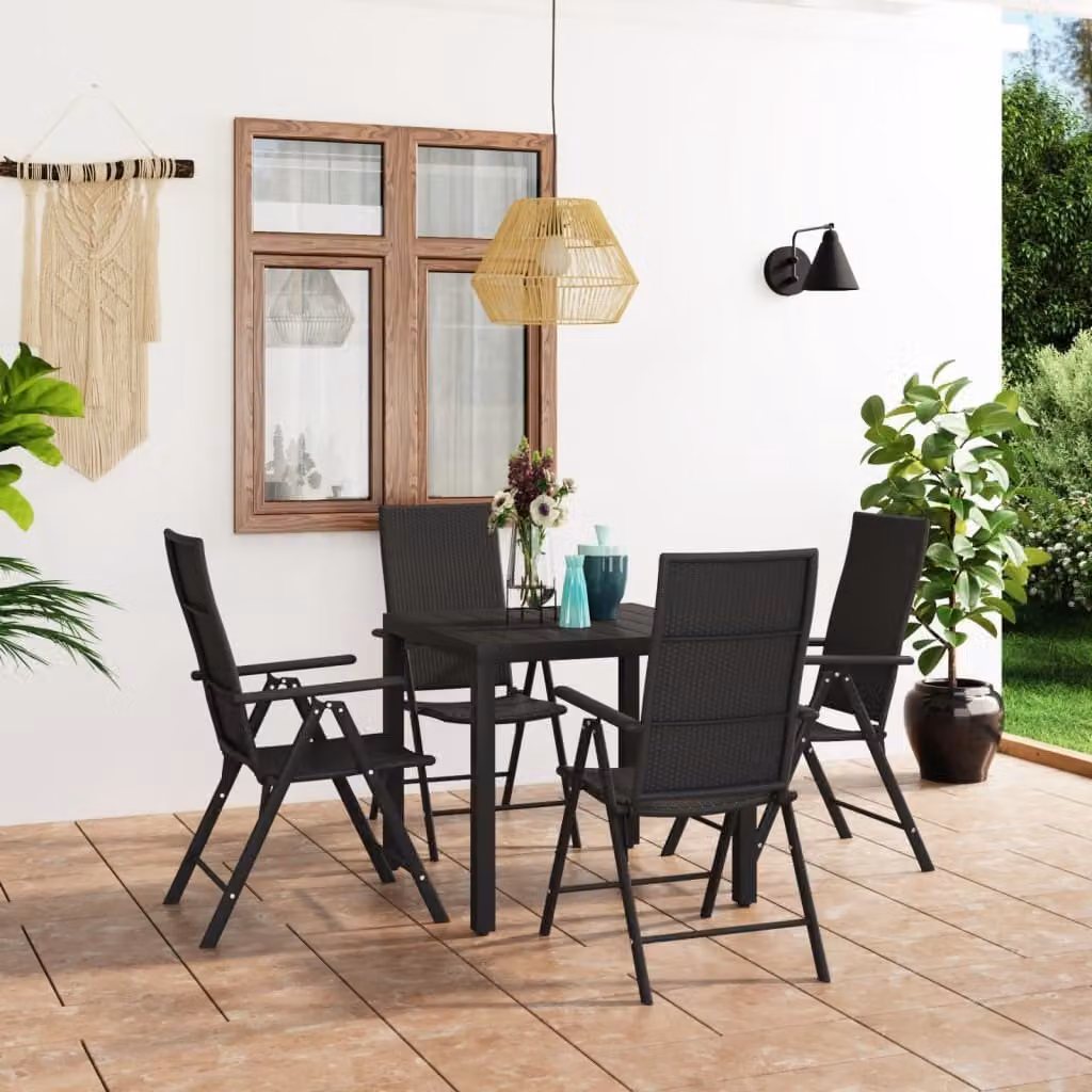 Maison Exclusive - Set da pranzo da giardino 5 pezzi nero