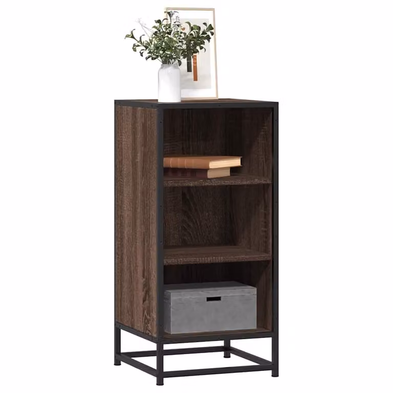 Credenza stile industrial vidaXL in legno e metallo, colore marrone, L 35,5 cm x P 35 cm x H 76 cm