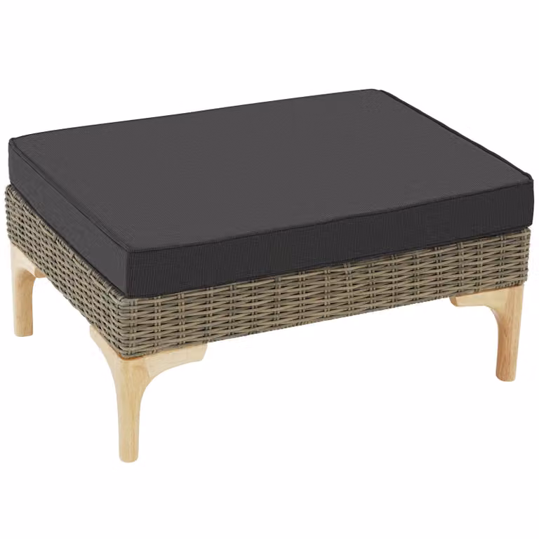Set lounge componibile a forma di L Tectake in rattan con struttura in alluminio verniciato e cuscini beige resistenti ai raggi UV per giardino e terrazzo