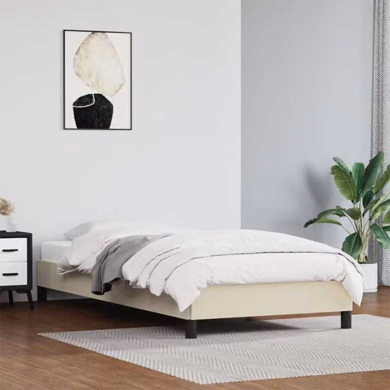 The Living Store rete Crema 90x200 cm in Pelle finta
