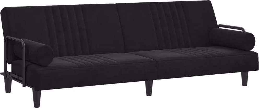 Divano Letto con Braccioli Nero in Velluto