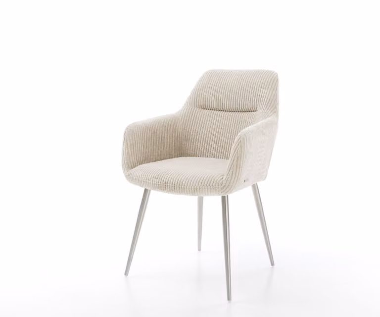 DELIFE Sedia da pranzo Pejo-Flex Cord Beige 4 gambe coniche in acciaio inossidabile Molle insacchettate