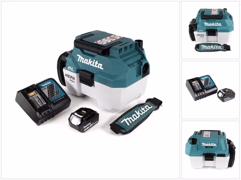 Aspiratore a batteria Makita DVC 750 LRG1X3 18 V portatile + 1x batteria 6,0 Ah e caricatore - senza accessori