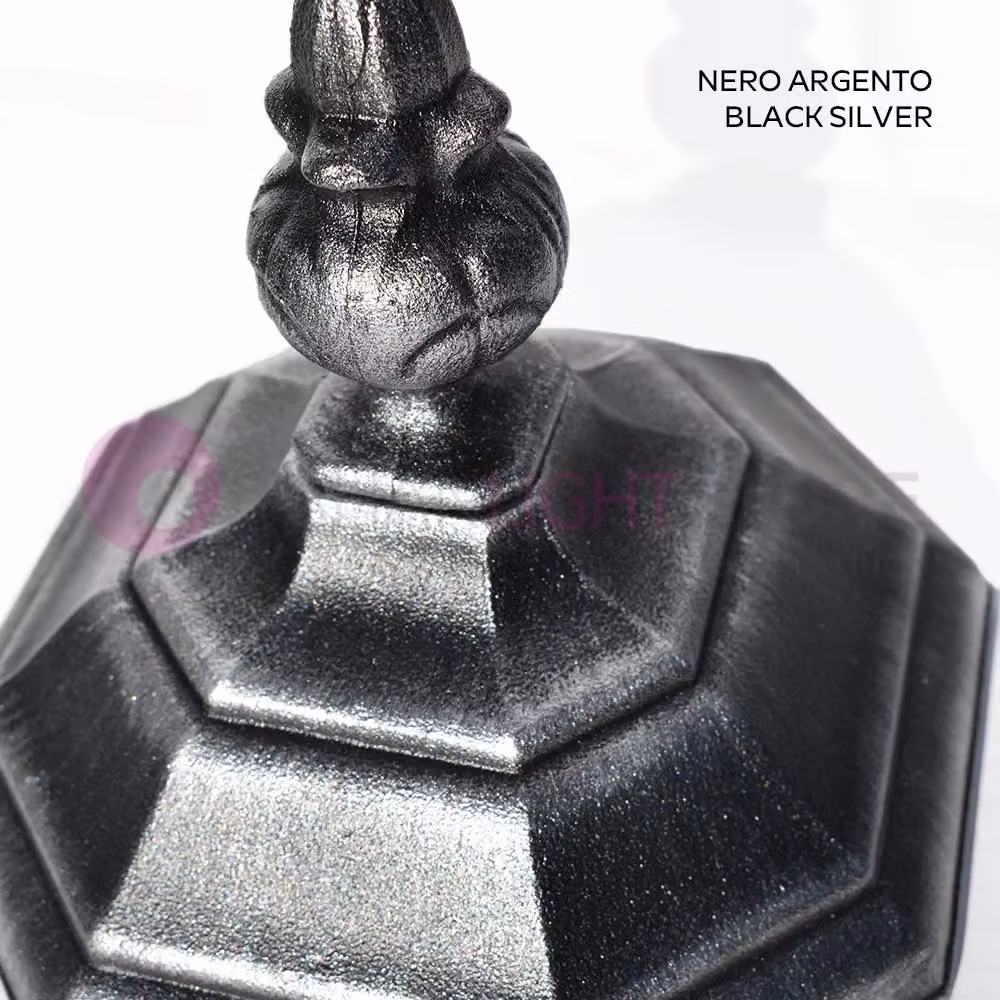 ENEA Lanterna a Parete Classica in Alluminio per Esterno e Giardino, Colore Nero e Argento, IP43 – 2