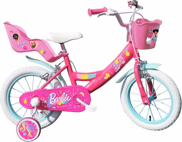 BARBIE 16, adatta ad età tra i 5 e i 7 anni, per altezza tra 105 e 135 cm, con cestino e portabambola