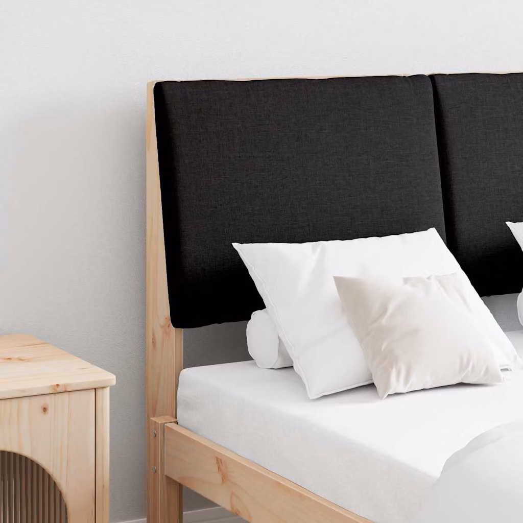 Testiera imbottita moderna vidaXL in pino massello, colore nero, Larghezza: 135 cm