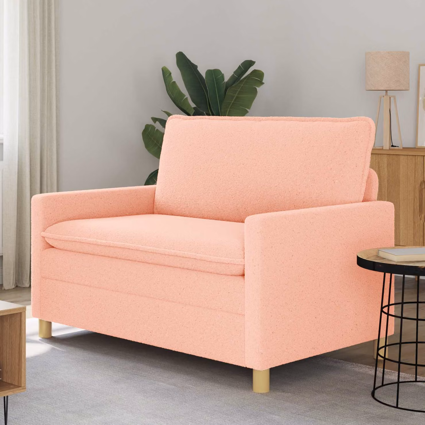 Divano moderno vidaXL in tessuto rosa con cuscini e coperture rimovibili L: 126 cm, P: 81 cm, H: 87,5 cm