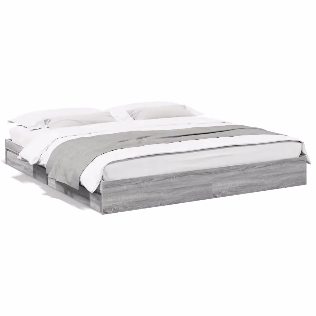 vidaXL Giroletto con Cassetti in Legno Multistrato Grigio Sonoma 200x200 cm – 2