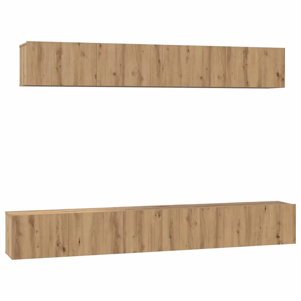 Set mobile TV moderno vidaXL in legno color rovere e beige, 5 pezzi per soggiorno – 2