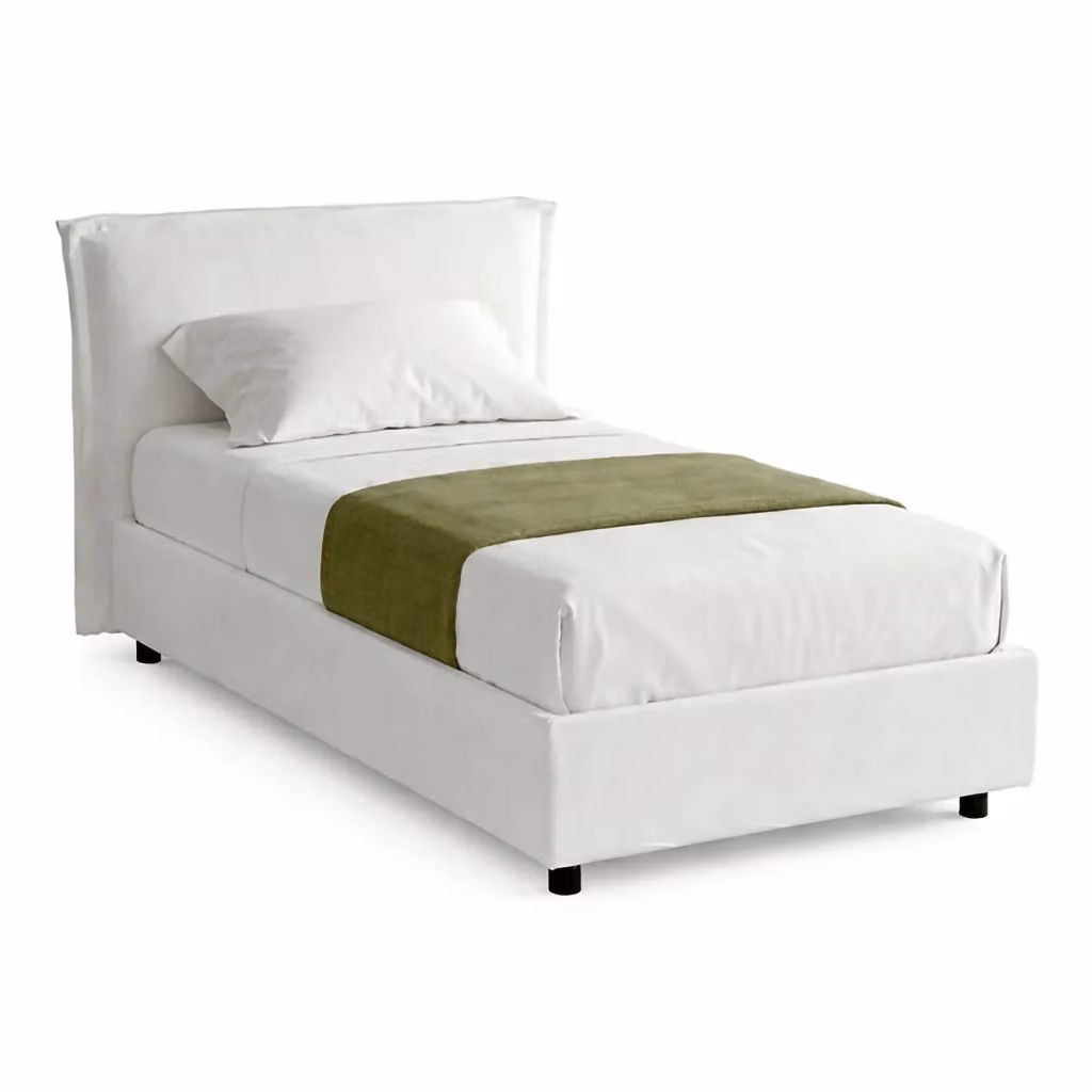 Brusson Letto Singolo Sfoderabile DMORA Bianco L 80 cm x P 190 cm – 2
