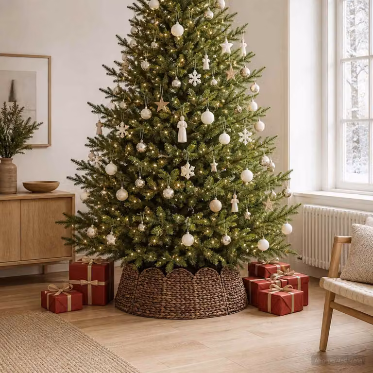 vidaXL Collare per Albero di Natale Rotondo Marrone Ø 90 x 28 cm