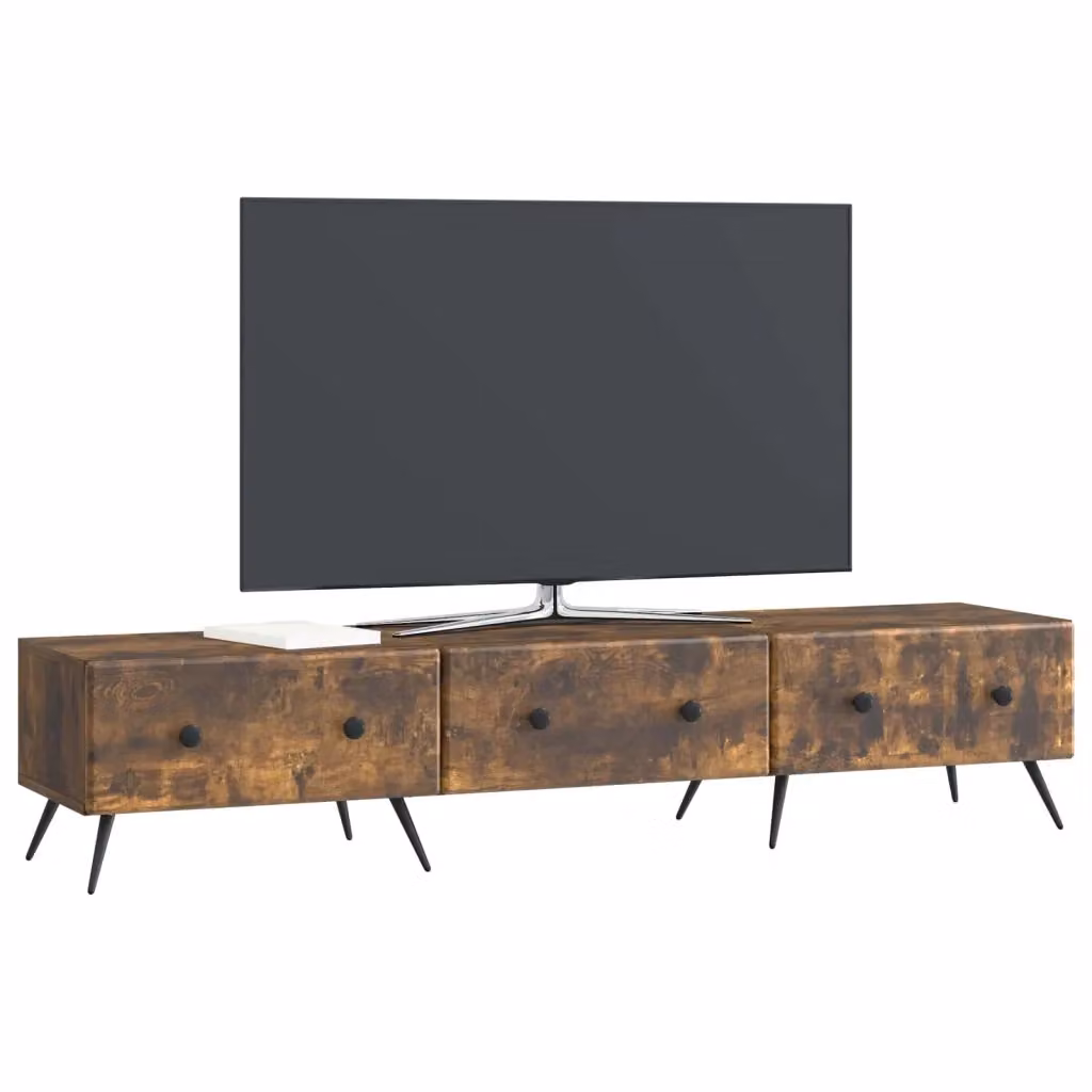 Mobile TV-Credenza moderno in legno Rovere Fumo marrone L: 147 cm, P: 34,5 cm, H: 30 cm – 2