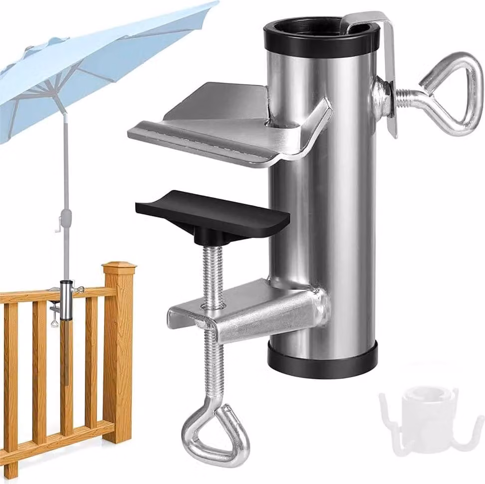 Morsetto per ombrellone da balcone - Supporto per ombrellone - Supporto per ombrellone da balcone - Morsetto per ombrellone - Morsetto per balcone - Un must per il vostro ombrellone!