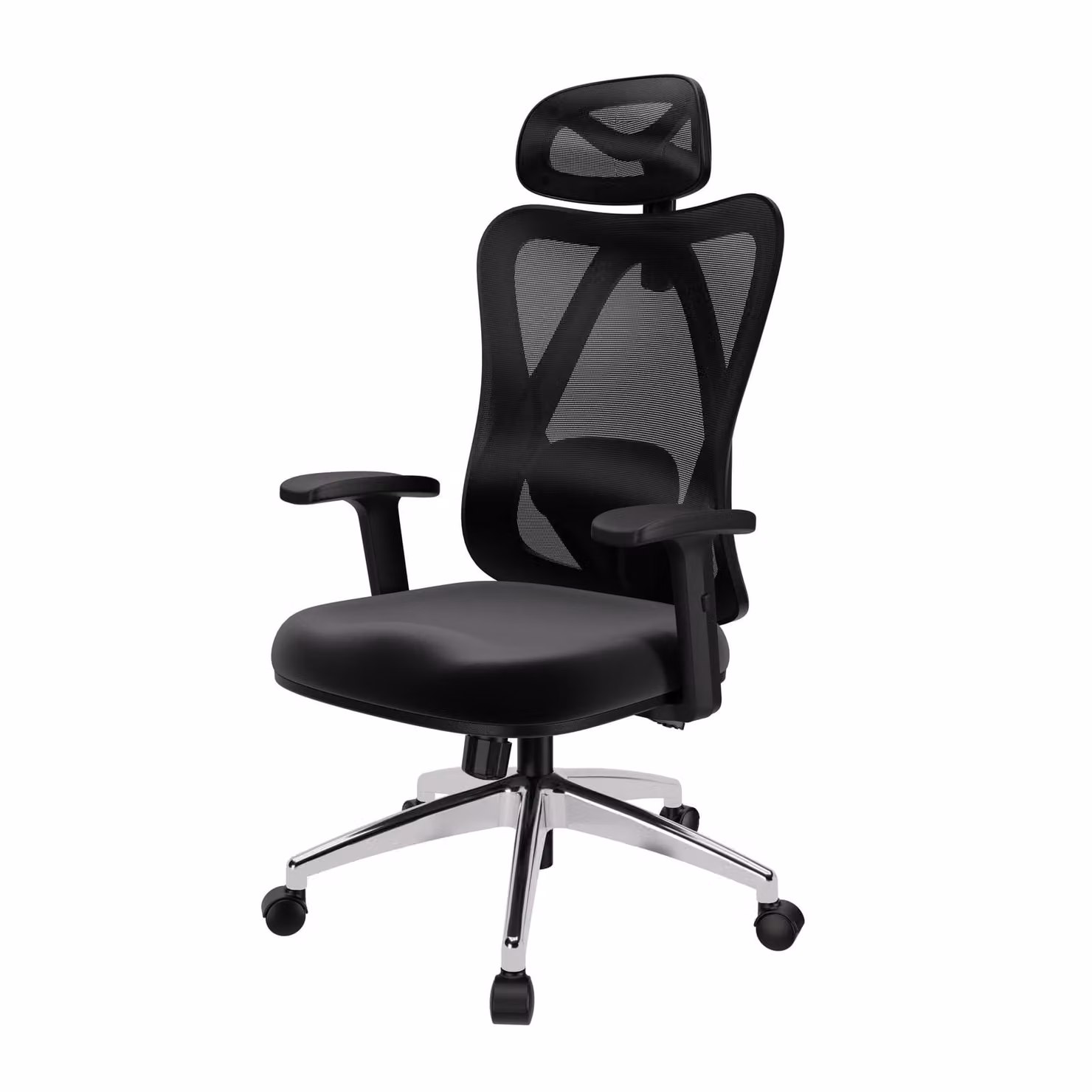 POKAR Sedia da ufficio ergonomica con schienale adattabile, colore: argento