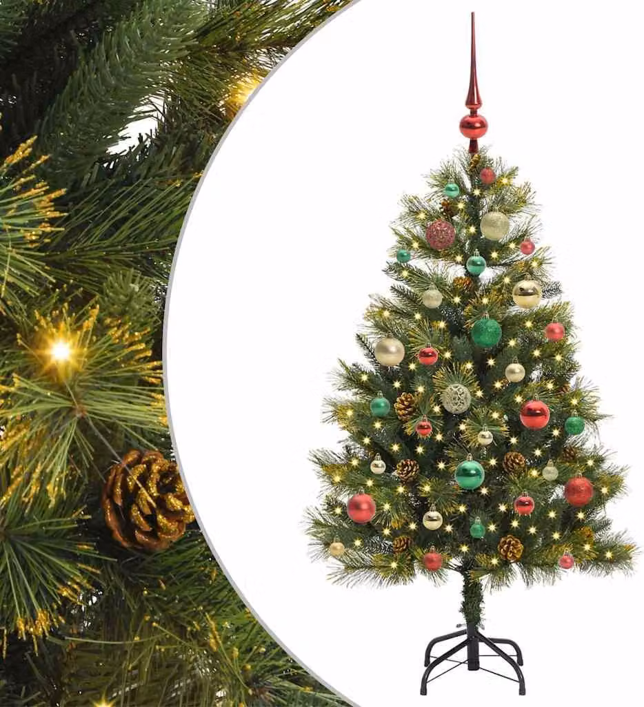 Albero di Natale artificiale pieghevole con coni Verde 120 cm
