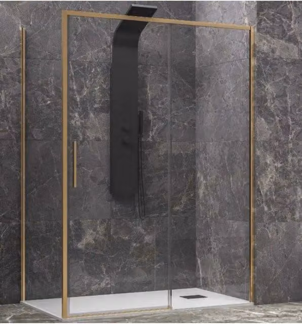 Box doccia rettangolare Karag LEA 400 con profilo oro e vetro trasparente L/P/H: 150 x 90 x 200 cm