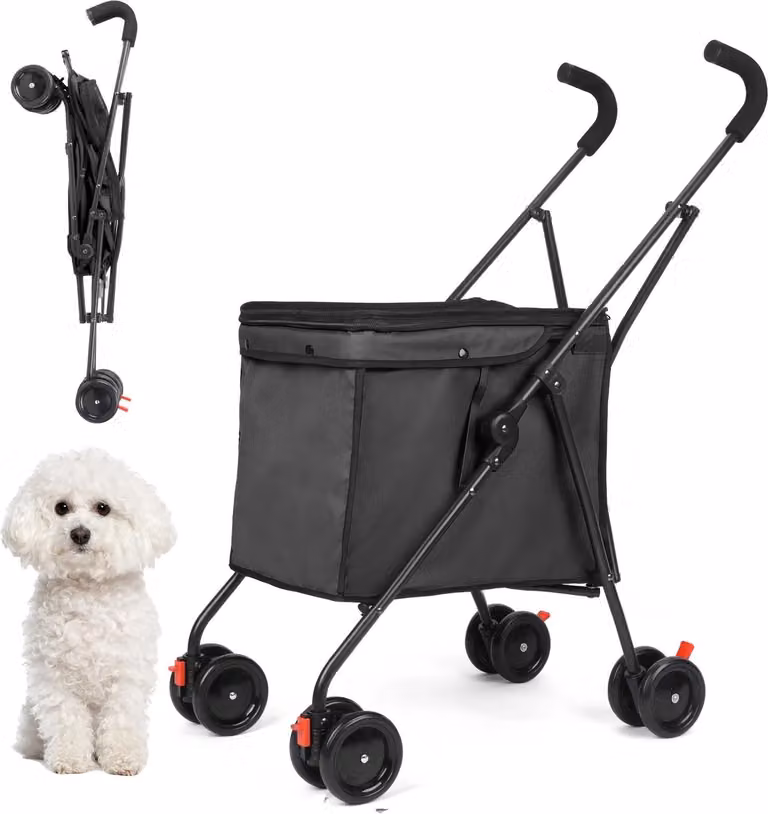 Trasportino per animali domestici, capacità di carico 15 kg, design semplice e pieghevole, nero