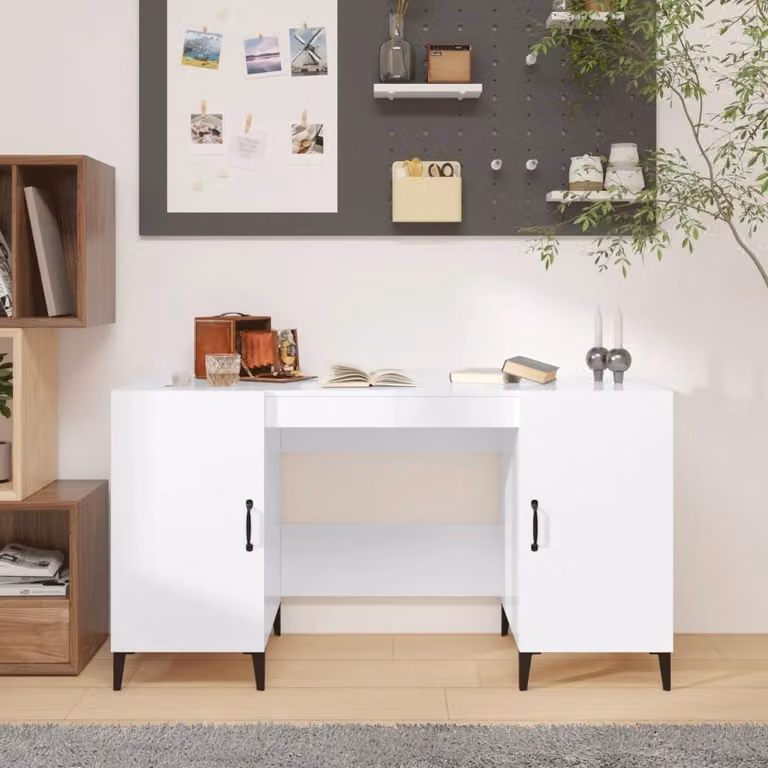 Maison Exclusive - Scrivania bianco lucido 140x50x75 cm Materiale ligneo