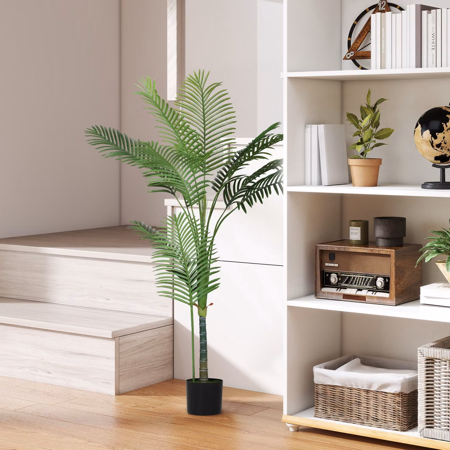 Pianta Finta Palma Areca HOMCOM Verde con Vaso, Altezza: 150 cm – 2