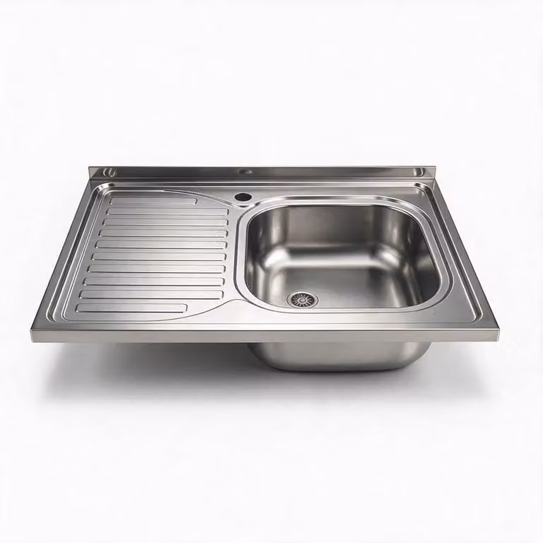 Lavello cucina da appoggio 80x60 una vasca con gocciolatoio sinistro inox SA30SX