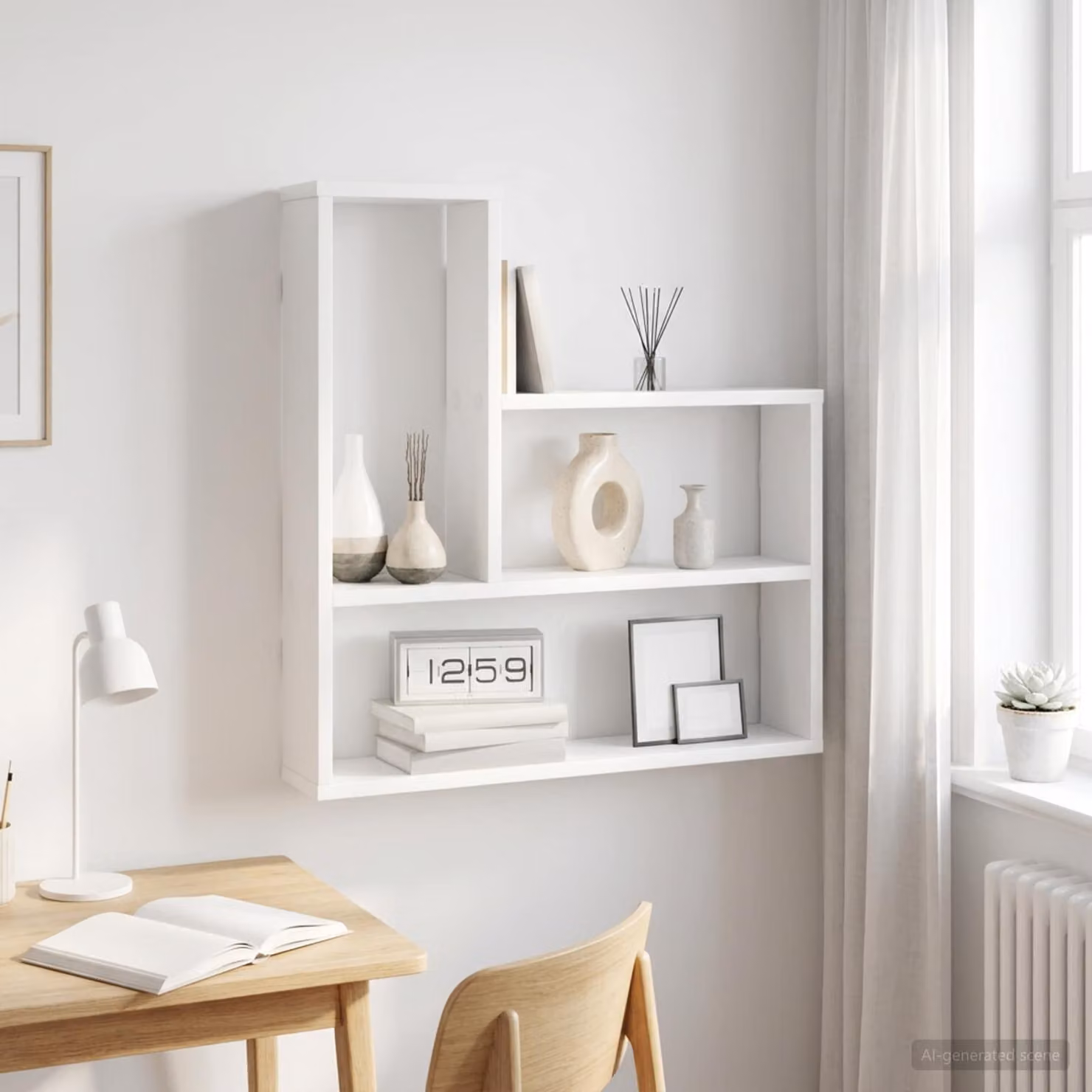 Scaffale da parete vidaXL Bianco in MDF con design minimalista L 60 x P 11 x H 60 cm