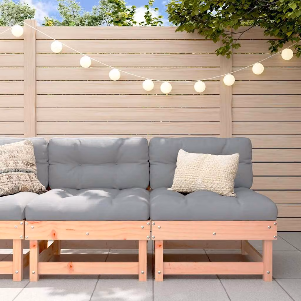 Set di 2 divani centrali con cuscini vidaXL in legno massello di Douglas color marrone e grigio – 1