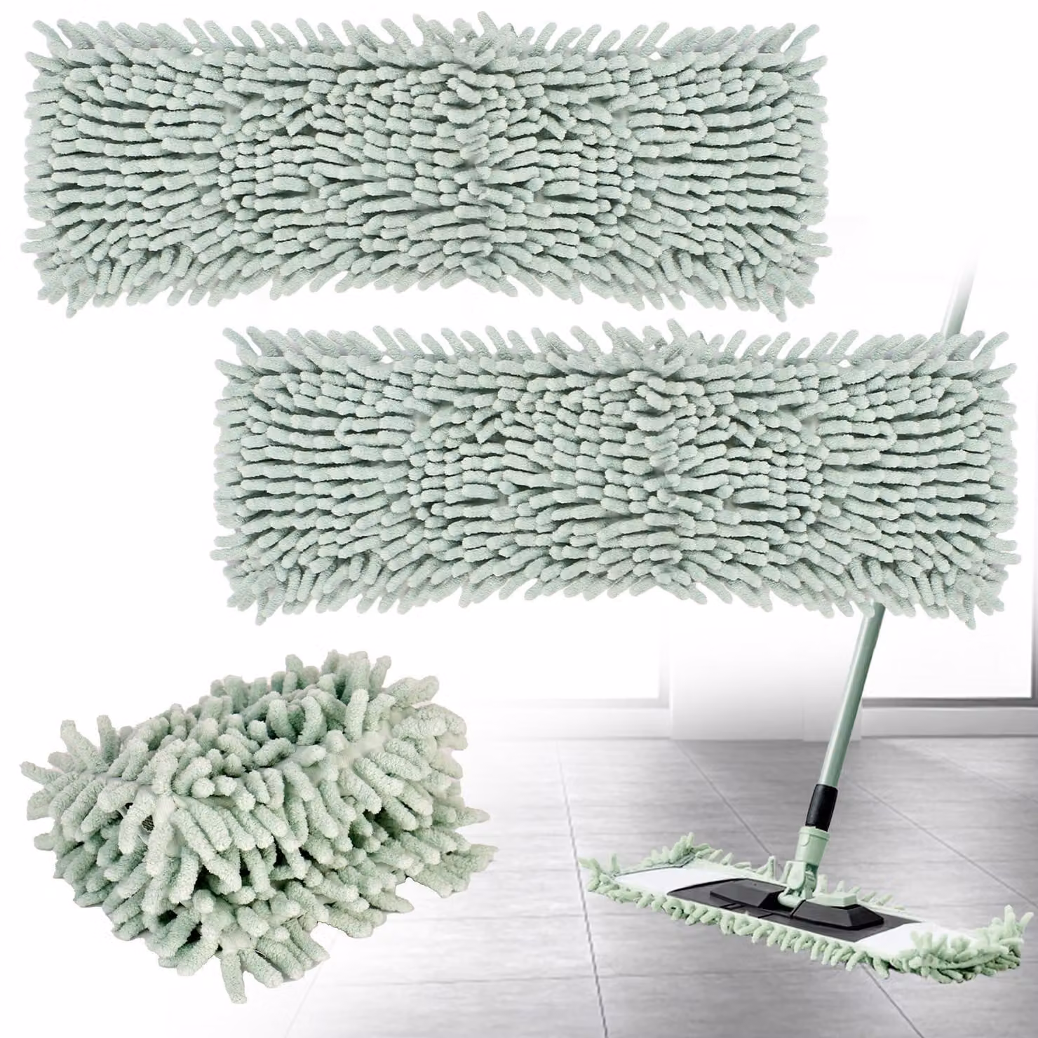 Copertura in microfibra per mop per pavimenti, set da 2, in tessuto tipo "terry", mop piatto