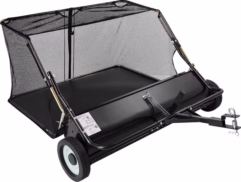Spazzatrice per prato - Spazzatrice per foglie per tosaerba con sedile - Larghezza di spazzamento 122 cm - Rete di raccolta 566 L - Altezza di spazzamento regolabile - Raccolta foglie - Per trattorino