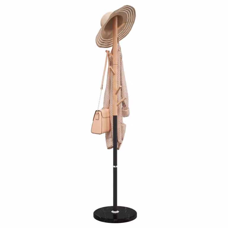 Appendiabiti moderno vidaXL in metallo e legno di faggio, colore nero opaco, Altezza: 172 cm
